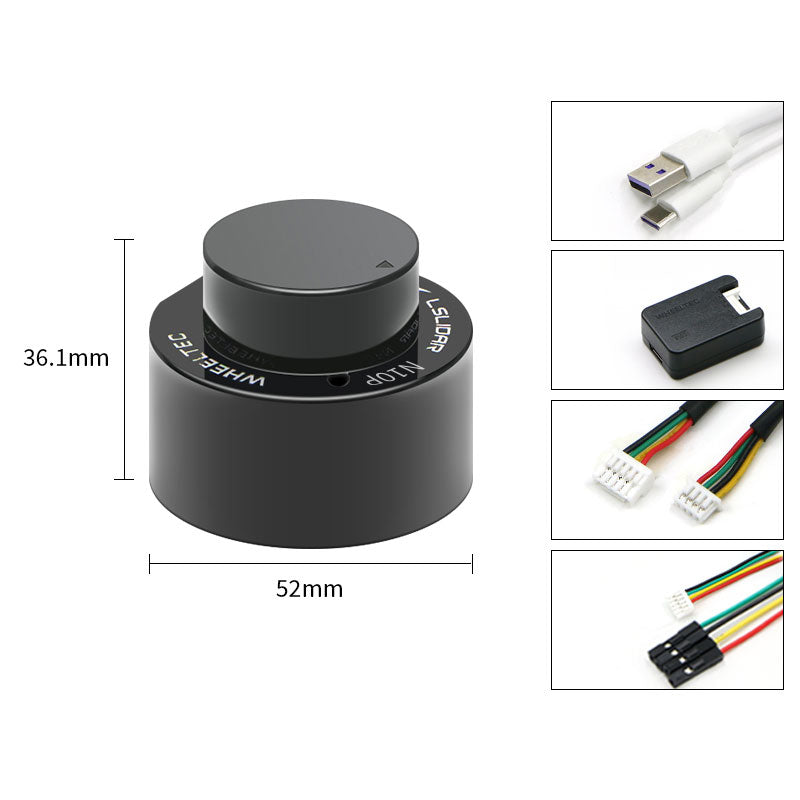 WHEELTEC LSLIDAR N10P 25m Lidar Sensor + Ethernet Adapter Module + Serial Port Adapter Module