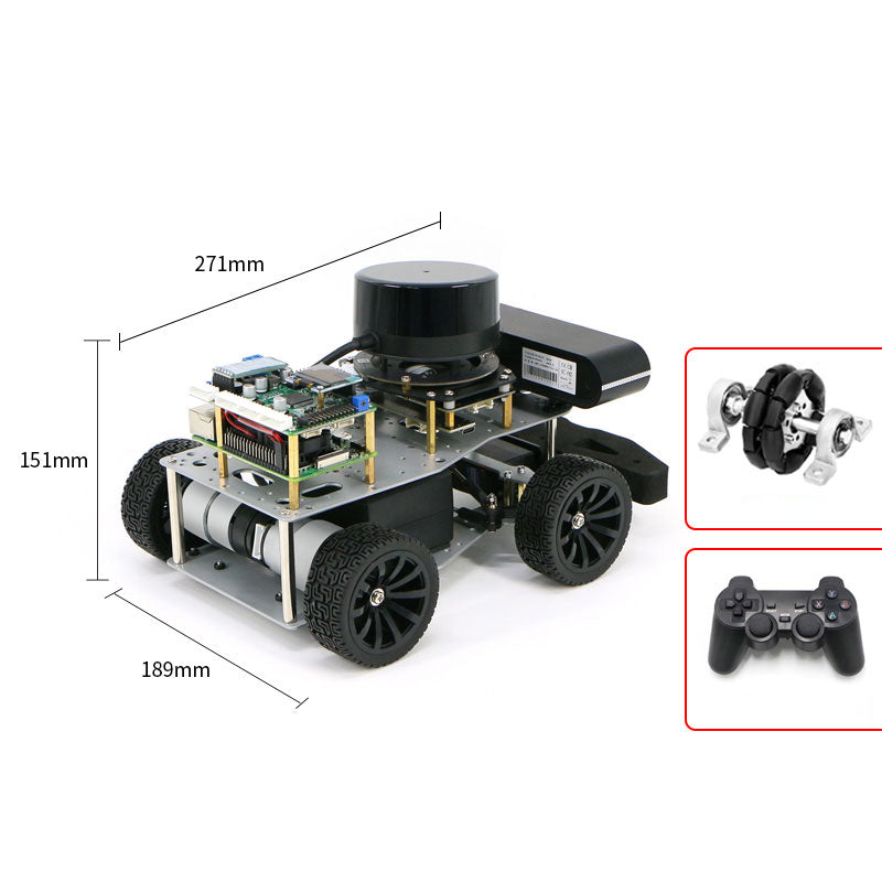 R550 ROS2 Robot (Ackerman/Differential Version) + Raspberry Pi 5 4GB + 25m N10P Lidar + RGB Camera