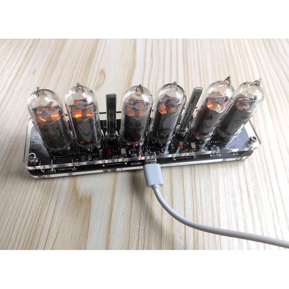 6-Bit IN-14 Nixie Tube Clock Base with 6PCS IN-14 Glow Tubes DIY Electronic Fluorescent Tube Creative Clock