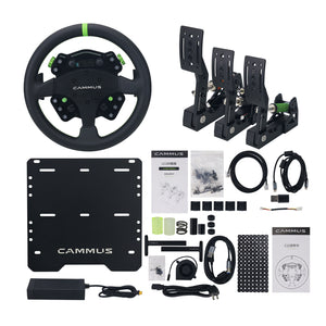 CAMMUS C12 300mm/11.8" Direct Drive Steering Wheel Gaming Wheel Simulator with LC100 3 Pedal Set