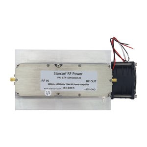 STF10M1000M-25 RF Power Amplifier 10-1000MHz 25W-30W Wideband RF Amplifier with Radiator and Cooling Fan