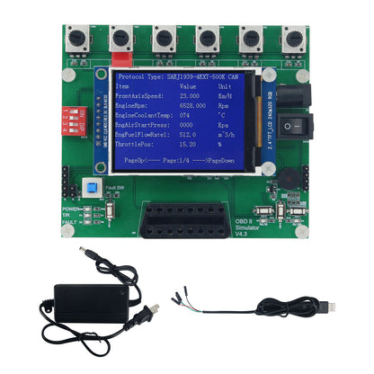 J1939 Simulator OBD II Simulator OBD2 ECU Simulator w/ 2.4" TFT Screen only Supports J1939 Protocol