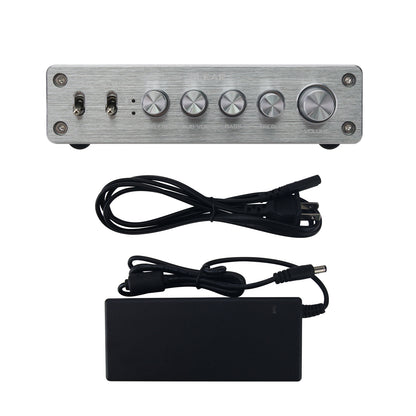 Silvery Panel 2.1 Channel Digital Power Amplifier 50W+50W+100W HiFi Subwoofer Audio Amplifier with 24V/4A Power Adapter