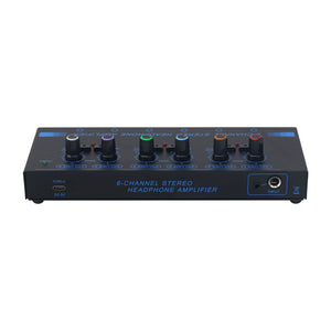 Recordio Blue GAX-PX600 Ultra-low Noise 6-Channel Stereo Headphone Amplifier with Mutual Non-interference Headphone Jack