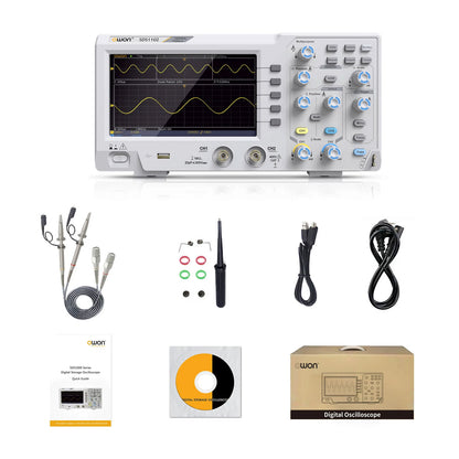 SDS1102 100MHz 1GS/s 8Bits High Resolution ADC 2-Channel Digital Oscilloscope with 7-inch LCD Support for SCPI and Labview