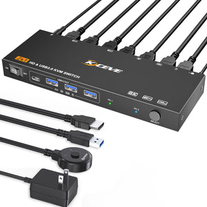 KV999 2-IN 2-OUT HDMI-compatible KVM Switch USB3.0 Support 8K60Hz/4K120Hz Compatible with Windows/Mac