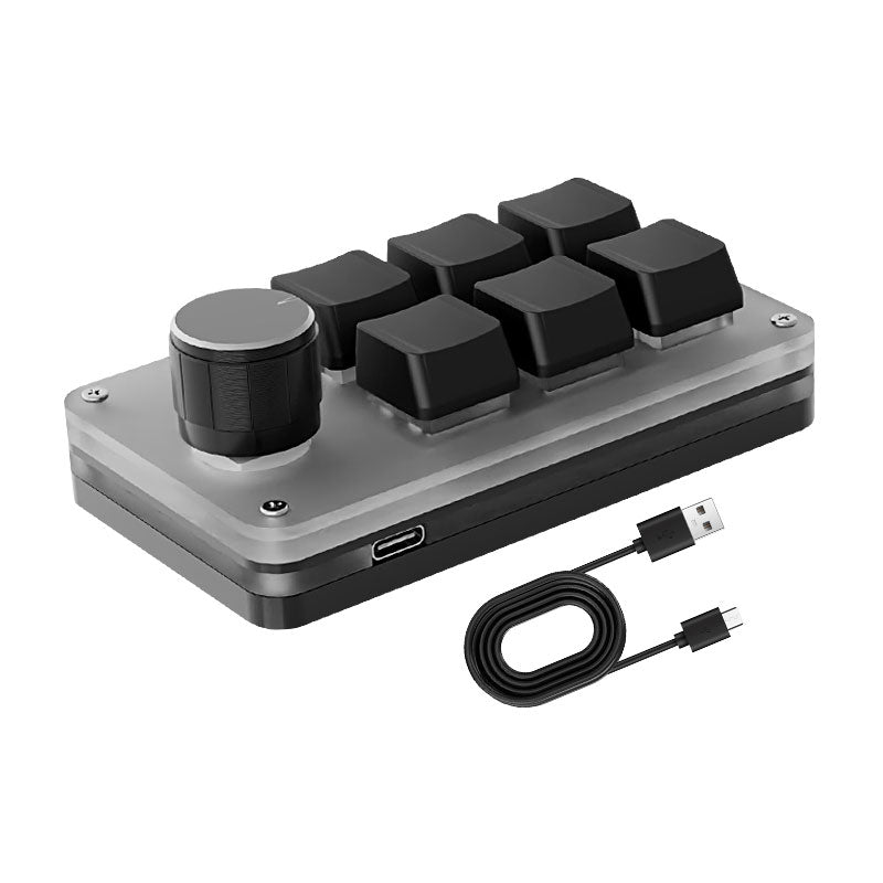 6-Key Keyboard Small Custom Keyboard with 1 Knob and Red Switches Supports Bluetooth and Wired Modes