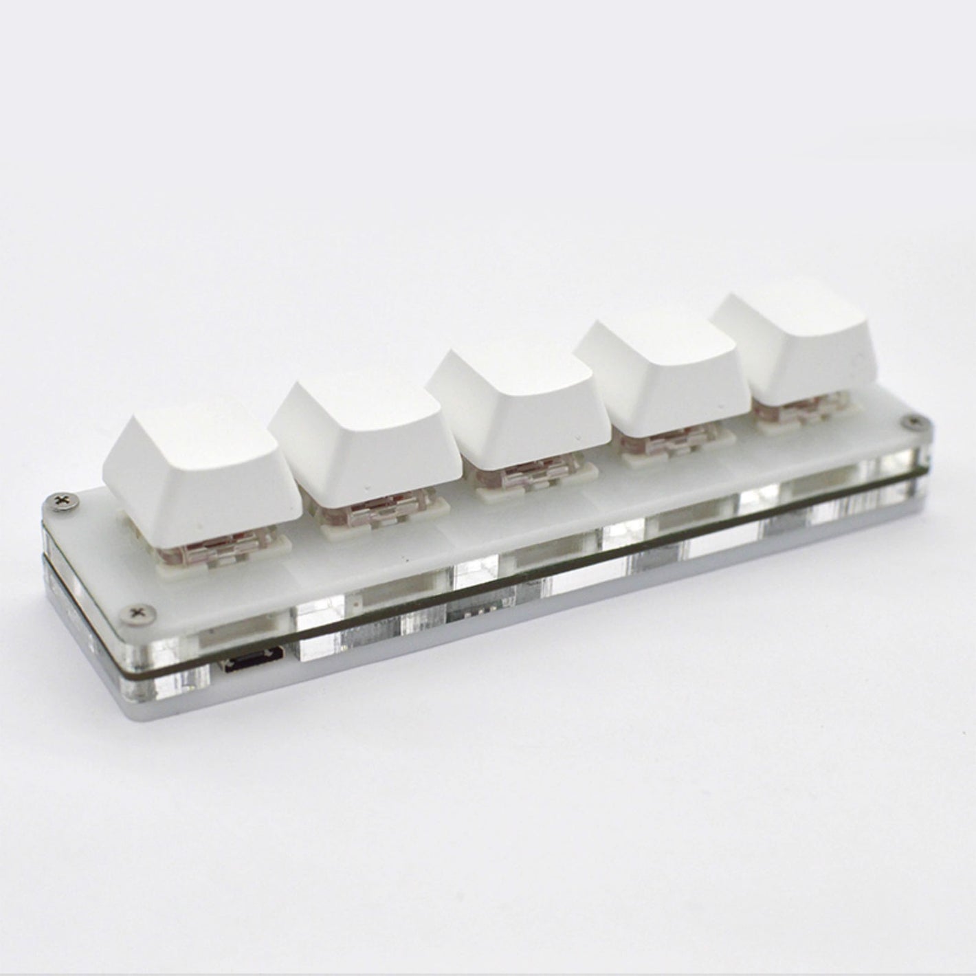 5-Key Keyboard Mini Keyboard Wired Keyboard (White/Black) with Type-C Ports and Kailh BOX Red Switches