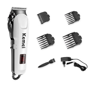 Kemei KM-809A Rechargeable Hair Trimmer LCD Display 12W Electric Hair Clipper 100-240V with Adjustable Blade Length