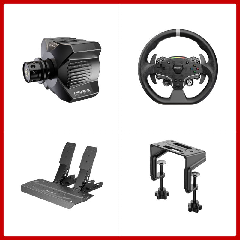 MOZA RACING R3 Wheel Base + 280mm ESX Racing Wheel + SR-P Lite 2-Pedal Set + Desk Clamp for Xbox PC