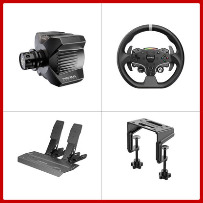 MOZA RACING R3 Wheel Base + 280mm ESX Racing Wheel for Xbox PC + SR-P Lite 2-Pedal Set + Desk Clamp