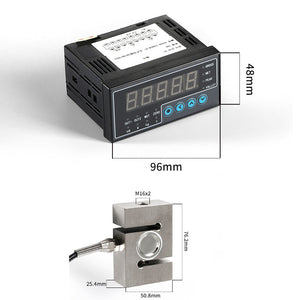 96x48mm CHB Load Cell Display + S-Shaped Load Cell Sensor (0-2T Small Size) for Tension Compression