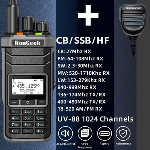 HamGeek UV-88 1024 Channels + 2 VFO Channels Walkie Talkie (Standard Version + Hand Microphone)