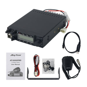 AnyTone AT-6666PRO 28-29.7MHz 10-Meter 40-Channel Amateur Radio AM/FM/USB/LSB/PA/CW Mode Radio Transceiver + Programming Cable