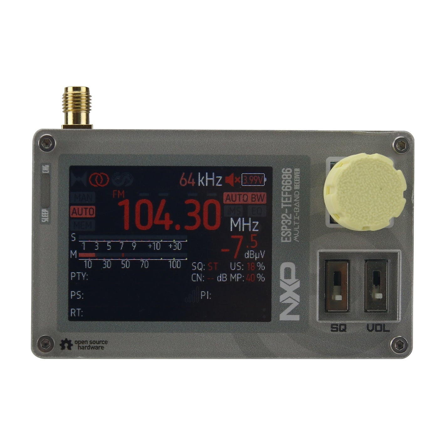 HamGeek ESP32-TEF6686 Radio Receiver DSP Radio Multi-Band Receiver FM/LW/MW/SW Radio with 2.0" Screen