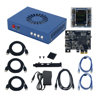 Blue Fifth Generation CapDMA Video Overlay Box + CaP75T DMA Board + KMBOX NET Keyboard Mouse Box Controller Kit