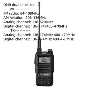 UV-4R DMR+Analog Dual Mode FM Walkie Talkie 2.5W Intelligent DSP Digital Noise Cancellation Radio