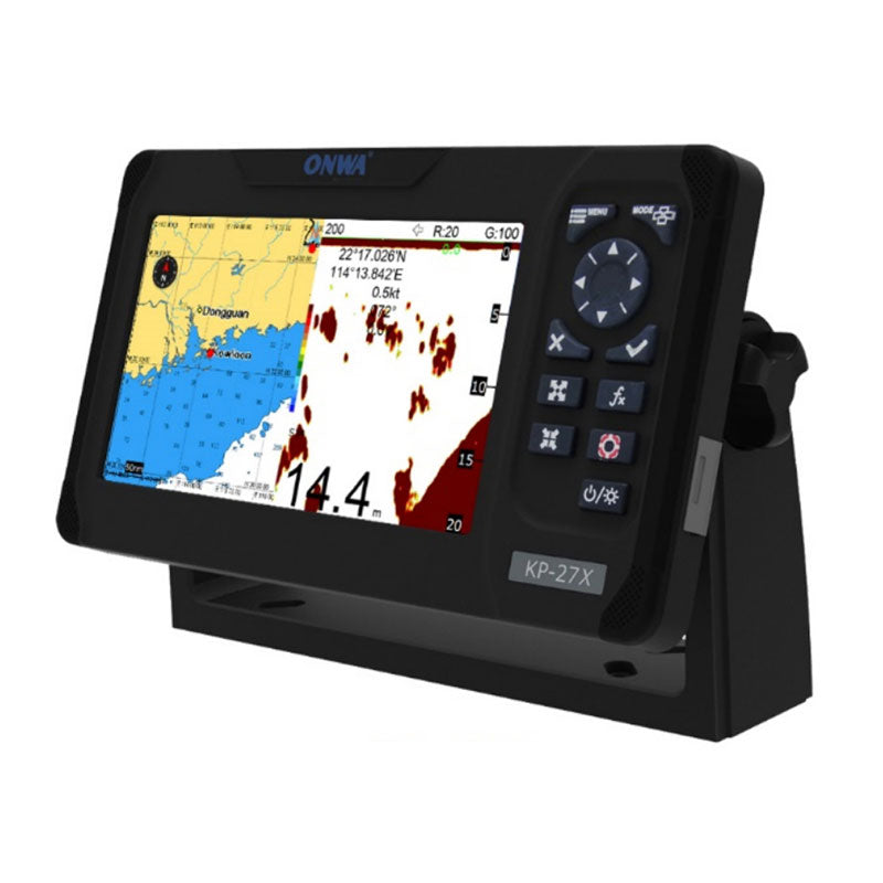 ONWA KP-27X 7-inch LCD Multifunctional Marine GPS Chart Plotter Built-in Fish Finder and Class B+ AIS Transponder