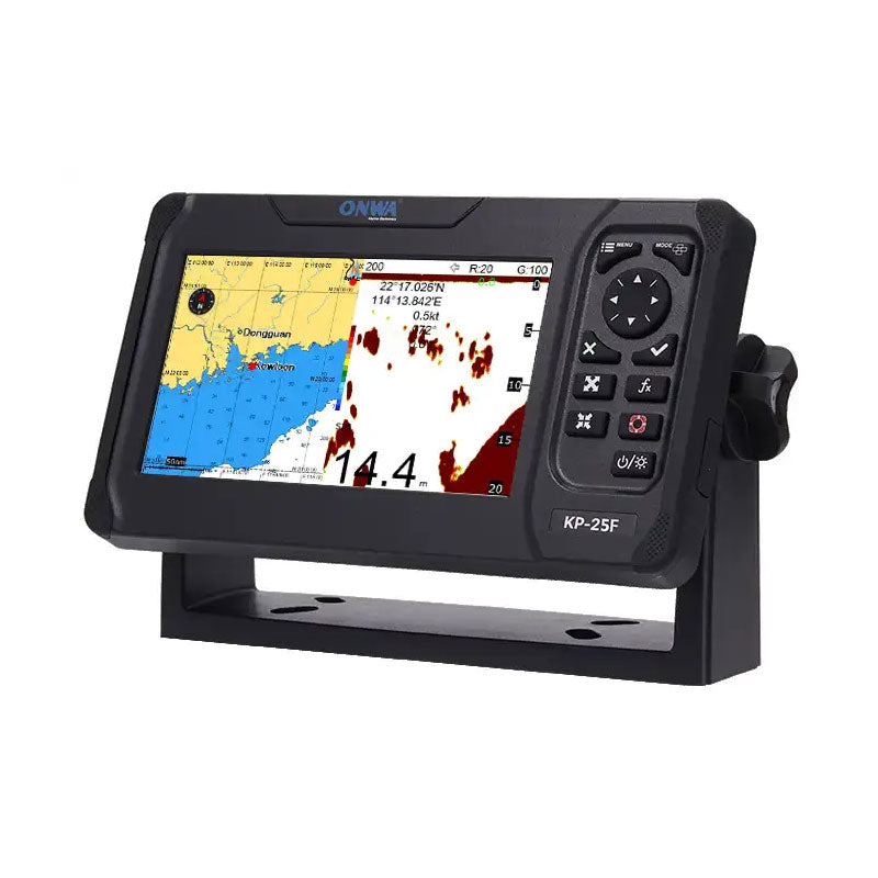 ONWA KP-25F 5-inch LCD Multifunctional Marine GPS Chart Plotter Built-in Fish Finder Support for K-Chart/C-Map