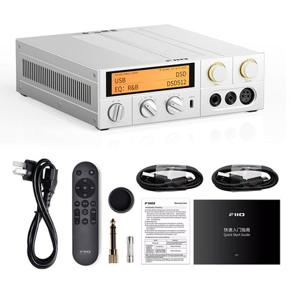 Silvery FiiO K17 AK4191+AK4499EXx2 DAC HiFi Headphone Amplifier Wide-voltage 31-Band Professional High Precision Lossless PEQ