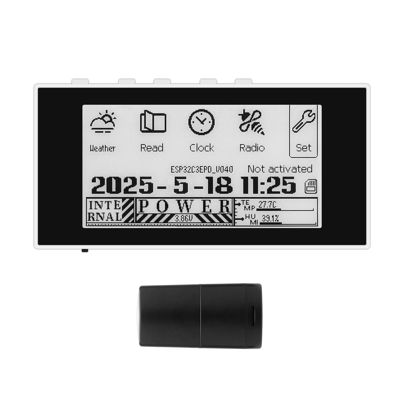 HamGeek RW01-BL Backlit Mini E-Ink Reader E-Book Reader for Weather Clock Image Viewing Alarm TXT and EPUB Files
