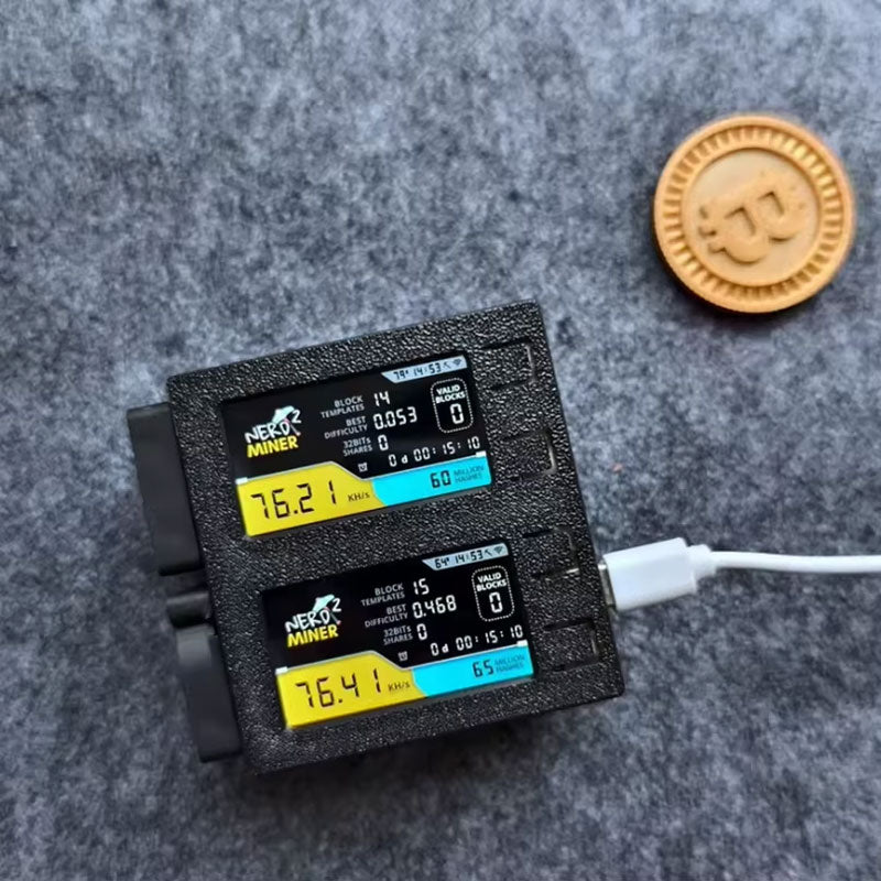 Nerdminer S19 78KH/s 2W BTC Miner Bitcoin Miner Bitcoin Lottery Miner with Shell and Two Displays