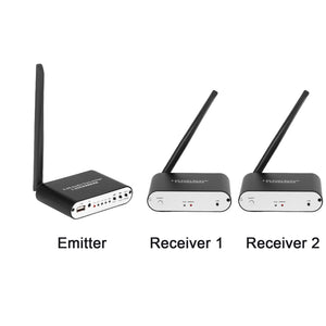 HiFi 5.8GHz RF Wireless Audio Transceiver Audio Extender 30-Meter Transmission (1 Transmitter + 2 Receivers)