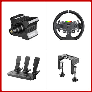 MOZA R5 5.5Nm Direct Drive Wheel Base + 11&quot; ES Steering Wheel + 3-Pedal SRP Lite + Table Clamp