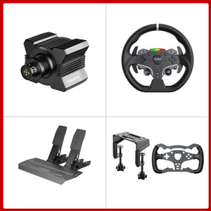 MOZA R5 Wheel Base + 11&quot; ES Steering Wheel + 2-Pedal SRP Lite + Table Clamp + Formula Wheel Mod