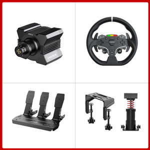 MOZA R5 5.5Nm Wheel Base + 11&quot; ES Steering Wheel + 3-Pedal SRP Lite + Performance Kit + Table Clamp
