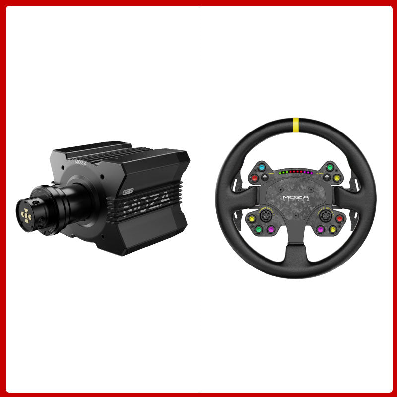 MOZA R12 V2 12Nm DD Wheel Base + 13" RS V2 Steering Wheel + Optional SR-P 2-/3-Pedal Set or CRP2 2-Pedal Set