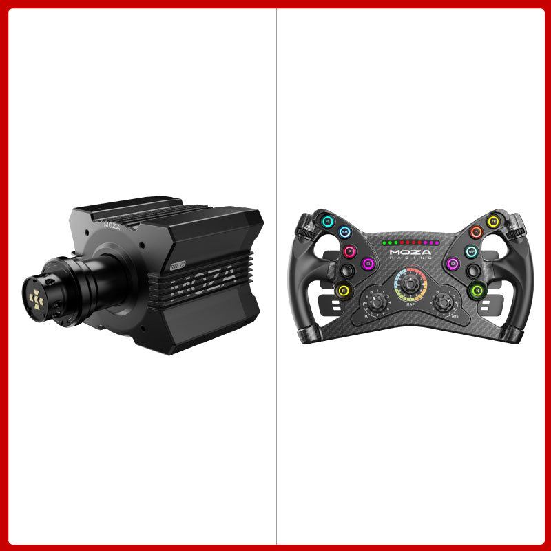 MOZA R12 V2 12Nm Direct Drive Wheel Base + 11.8" KS Steering Wheel + Optional SR-P 2-/3-Pedal Set or CRP2 2-Pedal Set