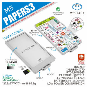 M5Stack Paper S3 E-Paper Display Touchable Low Power Consumption 4.7-inch E-ink Display Development Kit ESP32S3