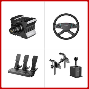 MOZA R5 5.5Nm DD Wheel Base + 15.8&quot; TSW Truck Wheel + 3-Pedal SRP Lite + Table Clamp + HGP Sim Shifter