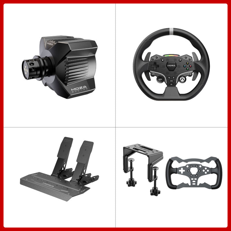 MOZA R3 3.9Nm Wheel Base + 11" ESX Racing Wheel + 2-/3-Pedal SRP Lite + Table Clamp + Formula Wheel Mod/Performance Kit