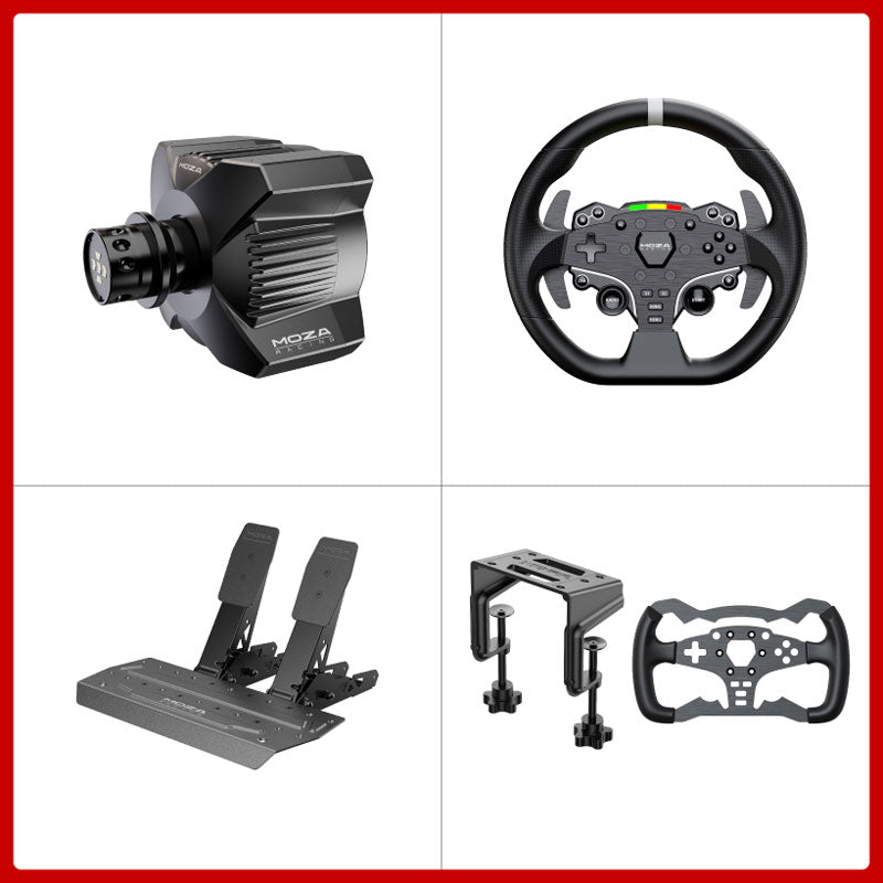 MOZA R3 3.9Nm Wheel Base + ES Lite Racing Wheel + 2-/3-Pedal SRP Lite + Table Clamp + Formula Wheel Mod/Performance Kit