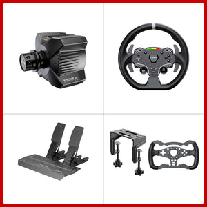 MOZA R3 Wheel Base + 11&quot; ES Lite Steering Wheel + 2-Pedal SRP Lite + Table Clamp + Formula Wheel Mod for PC