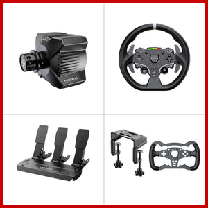 MOZA R3 Wheel Base + 11&quot; ES Lite Steering Wheel + 3-Pedal SRP Lite + Table Clamp + Formula Wheel Mod for PC