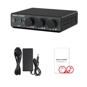 3002P Power Amplifier TPA3255 300W+300W High Power MM Vinyl Mic Amplifier RCA/Phono Dual Input Modes with 48V Power Adapter