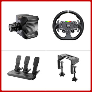 MOZA R3 3.9Nm DD Wheel Base + 11&quot; ES Lite Steering Wheel + 3-Pedal SRP Lite + Table Clamp (for PC)