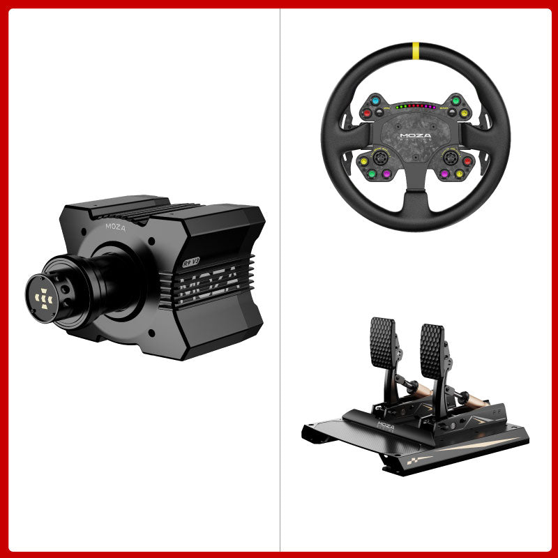MOZA RACING R9 V3 9Nm Direct Drive Wheel Base + 13-Inch RS V2 Steering Wheel + CRP2 2-Pedal/3-Pedal Set