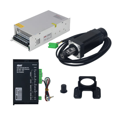HQUDJ ER16 48V 400W Spindle Motor with High Torque + BLDC Motor Driver + 600W Power Supply + Fixture