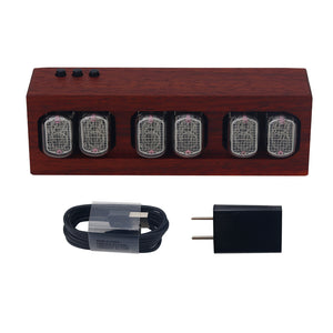 NiXie Clock Electronic Tube 6-Bit Digital LED Clock IN12 African Padauk for DIY Ornaments