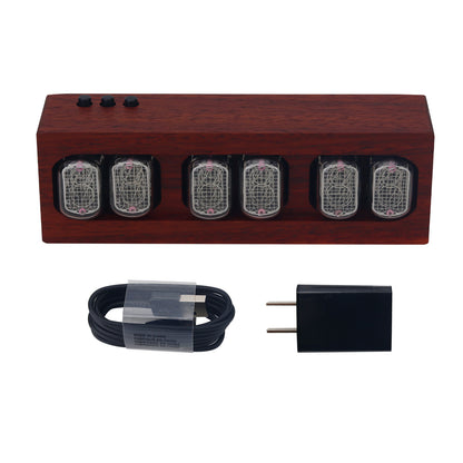 NiXie Clock Electronic Tube 6-Bit Digital LED Clock IN12 African Padauk for DIY Ornaments