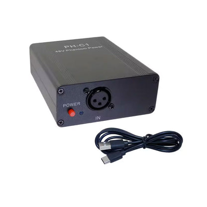 PH-C1 Outdoor Portable Capacitive Microphone 48V Phantom Power Supply XLR Input and Output Type-C Charging