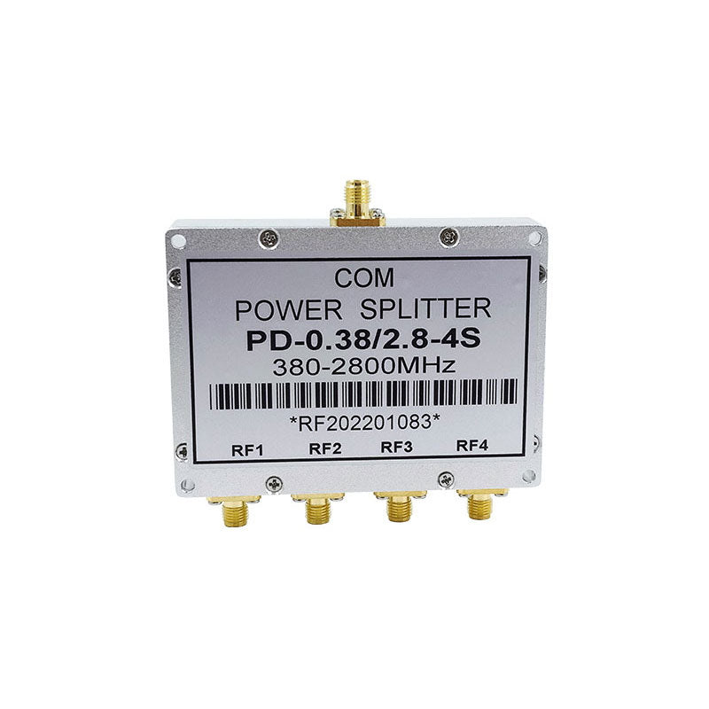 PD-0.38/2.8-4S 380-2800MHz Microstrip 4-Way Power Splitter with SMA Female to Female Connectors