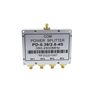 PD-0.38/2.8-4S 380-2800MHz Microstrip 4-Way Power Splitter with SMA Female to Female Connectors
