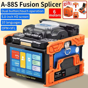 A-88S 3-IN-1 Optical Fiber Fusion Splicer Automatic Welding/Heating Built-in OPM/VFL with 5-inch Touch Screen