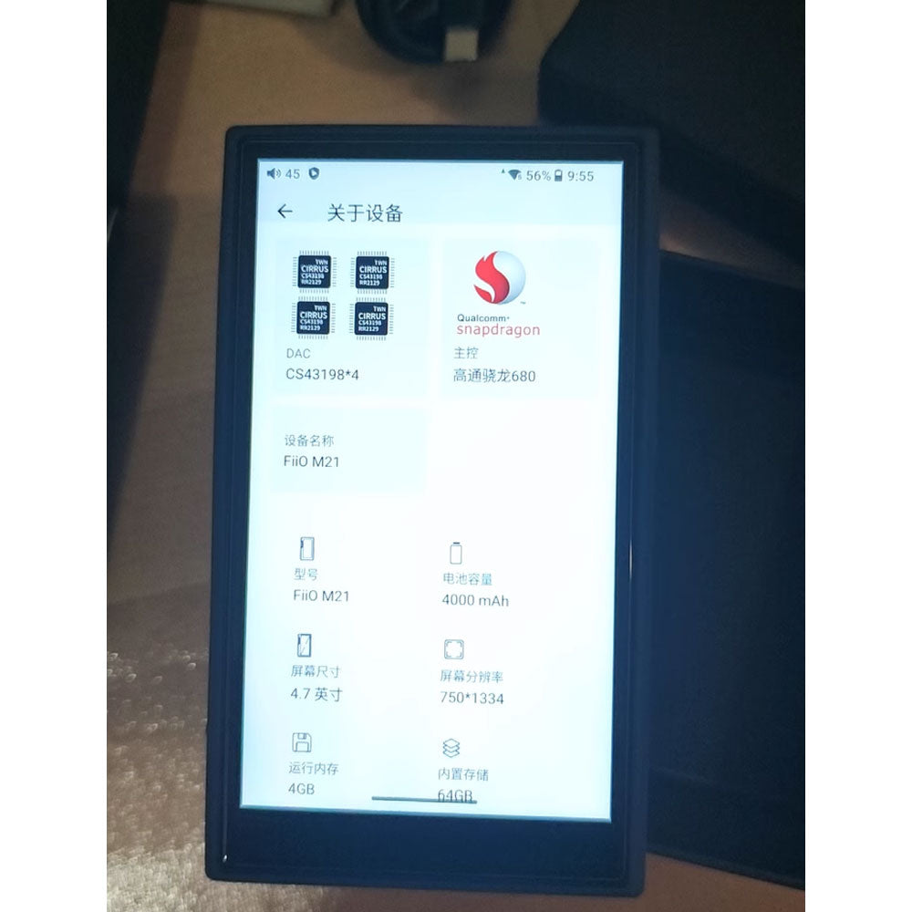 FiiO Dark-blue M21 Portable Bluetooth HiFi Lossless Music Player 4GB+64GB MP3 with 4.7-inch Touch Screen