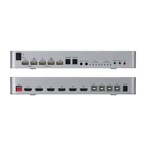 4K 60Hz HDMI Matrix Switch HDMI 4x2 KVM Matrix Supports Keyboard Mouse Speakers Headphones PC